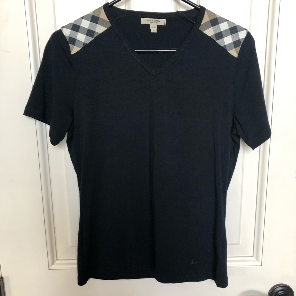 Burberry black T-shirt nova check shoulder